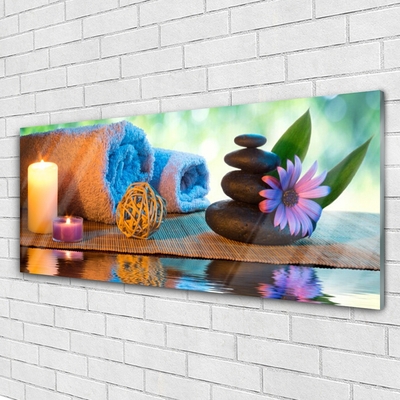 Cuadro en plexiglás Velas spa flor