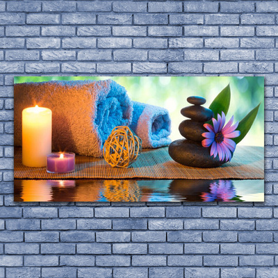 Cuadro en plexiglás Velas spa flor
