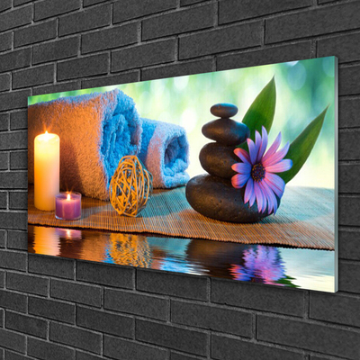 Cuadro en plexiglás Velas spa flor
