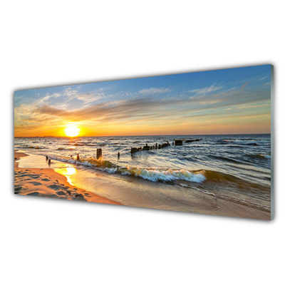 Cuadro en plexiglás Mar puesta de sol playa