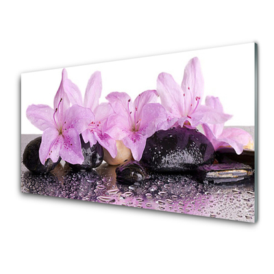 Cuadro de cristal acrílico Flores azucena rocío agua