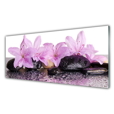 Cuadro de cristal acrílico Flores azucena rocío agua