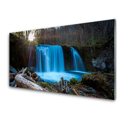 Cuadro de cristal acrílico Sol salto de agua naturaleza