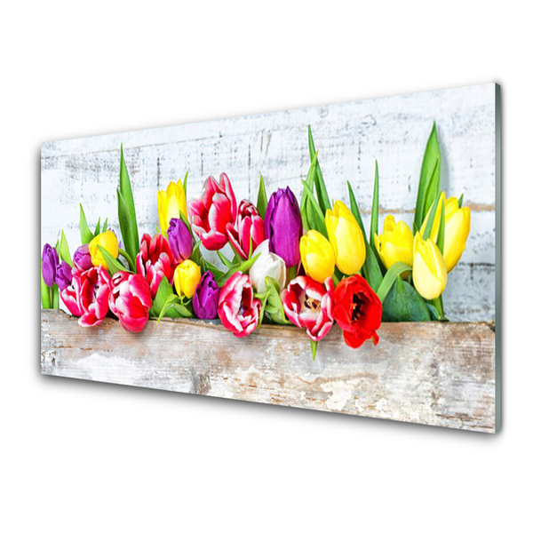 Cuadro de cristal acrílico Tulipanes flores naturaleza