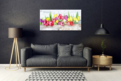 Cuadro de cristal acrílico Tulipanes flores naturaleza