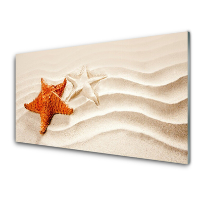 Cuadro de cristal acrílico Estrella en la arena playa