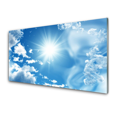 Cuadro de cristal acrílico Sol nubes cielo azul