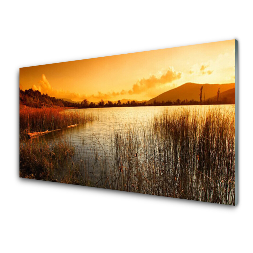 Cuadro en plexiglás Lago paisaje puesta del sol