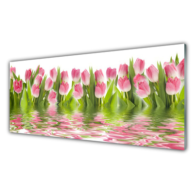 Paneles de vidrio para la cocina Tulipanes planta naturaleza