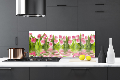 Paneles de vidrio para la cocina Tulipanes planta naturaleza