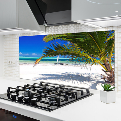 Paneles de vidrio para la cocina Playa palmera paisaje