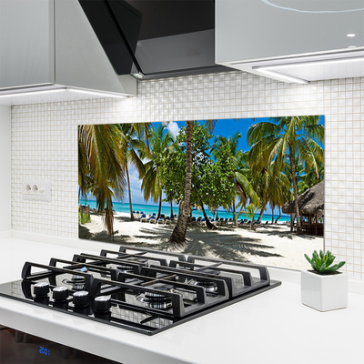 Paneles de vidrio para la cocina Playa palmera árboles paisaje