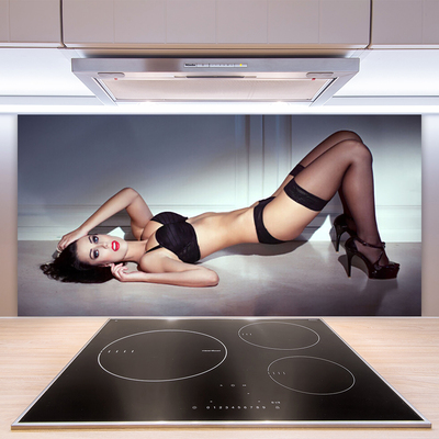 Paneles de vidrio para la cocina Mujer erotismo sexy
