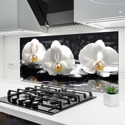 Paneles de vidrio para la cocina Flor orquídea blanca
