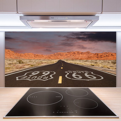 Paneles de vidrio para la cocina Autopista camino desierto