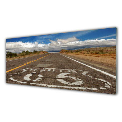 Paneles de vidrio para la cocina Camino en el desierto autopista