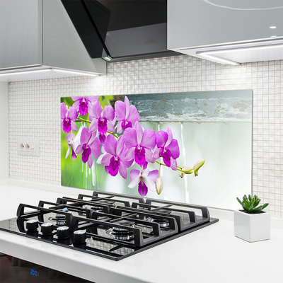 Paneles de vidrio para la cocina Orquídeas gotas naturaleza