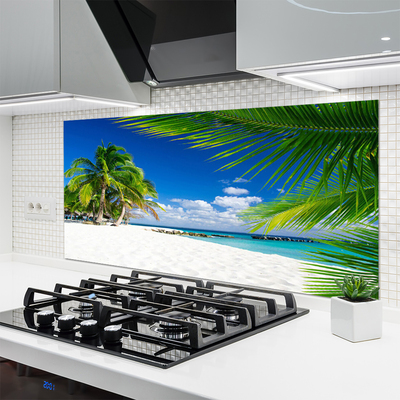 Paneles de vidrio para la cocina Playa tropical mar vistas
