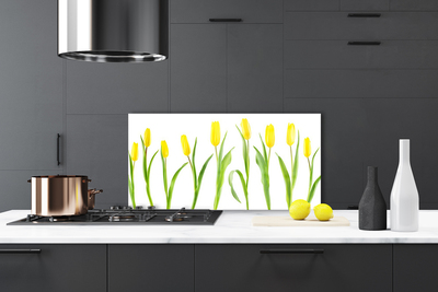 Paneles de vidrio para la cocina Tulipanes amarillos flores