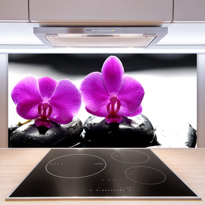 Paneles de vidrio para la cocina Flores orquídea naturaleza