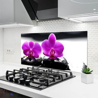 Paneles de vidrio para la cocina Flores orquídea naturaleza