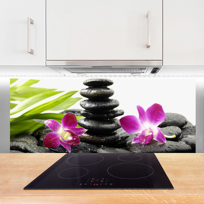 Paneles de vidrio para la cocina Piedras zen spa orquídea