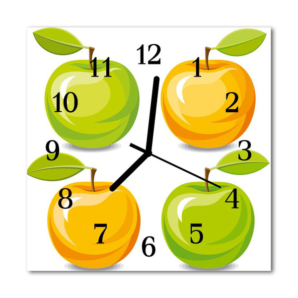 Reloj de vidrio para cocina Manzanas