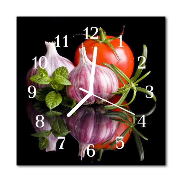 Reloj de vidrio para cocina Ajo de tomate