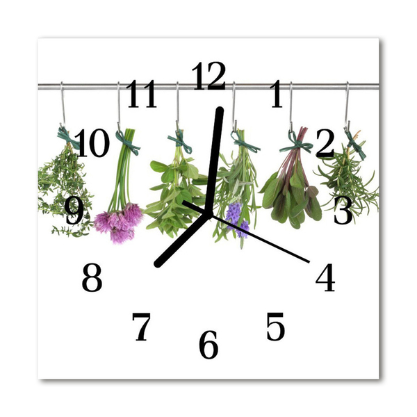 Reloj de vidrio para cocina Hierbas