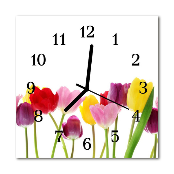 Reloj de vidrio para cocina Tulipanes de varios colores