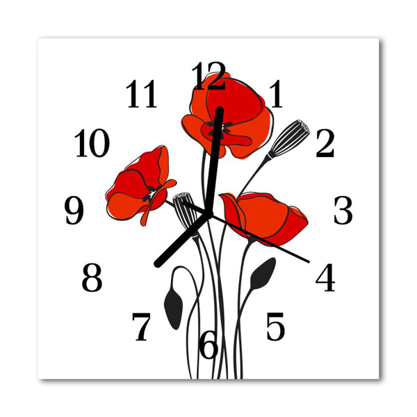 Reloj de vidrio para cocina Amapolas