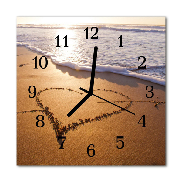Reloj de vidrio para cocina Corazón en la playa