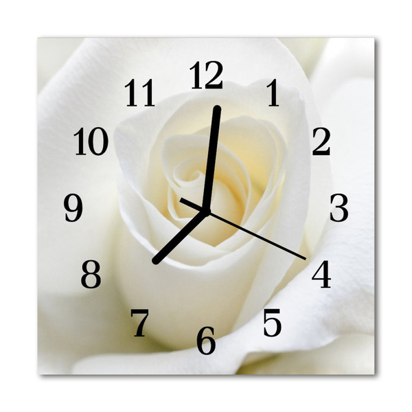 Reloj de vidrio para cocina Rosa blanca