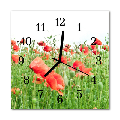 Reloj de vidrio para cocina Amapolas