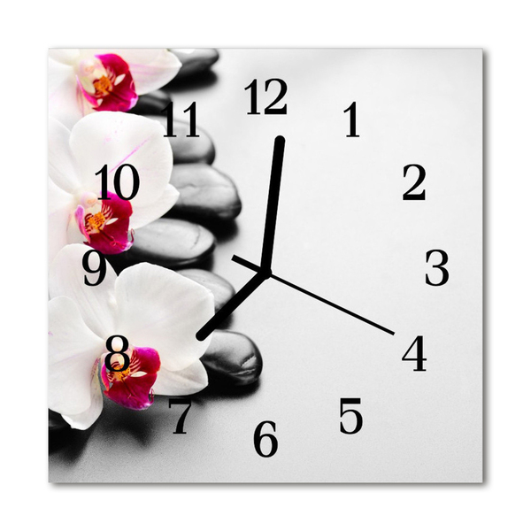 Reloj de vidrio para cocina Piedras orquídeas