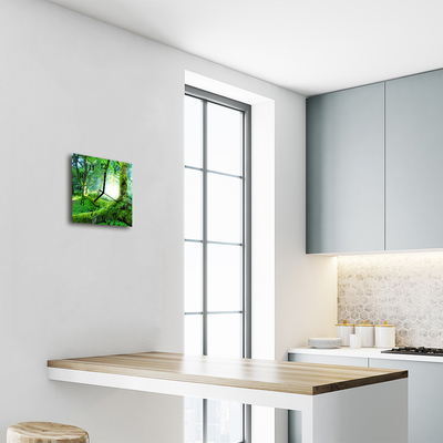 Reloj de vidrio para cocina Bosque musgo