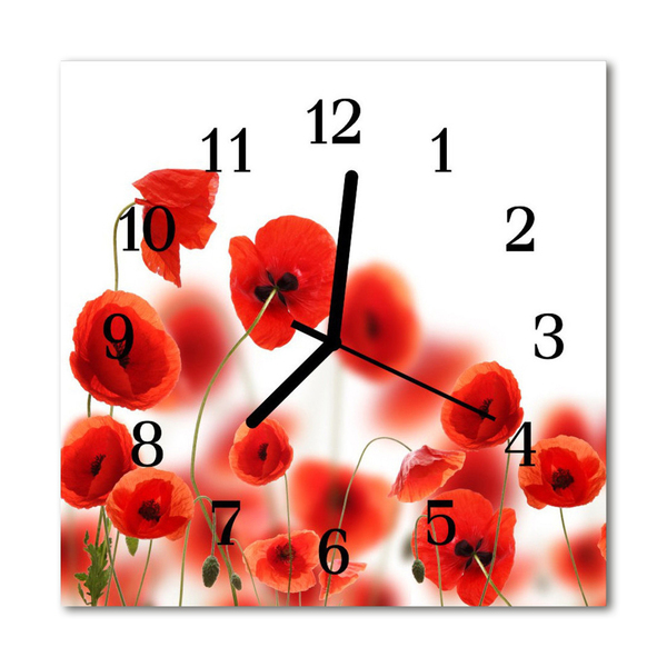 Reloj de vidrio para cocina Amapolas