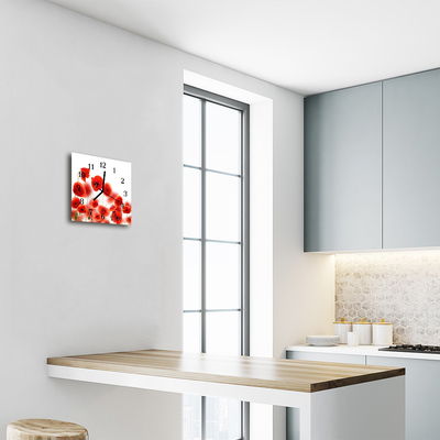 Reloj de vidrio para cocina Amapolas