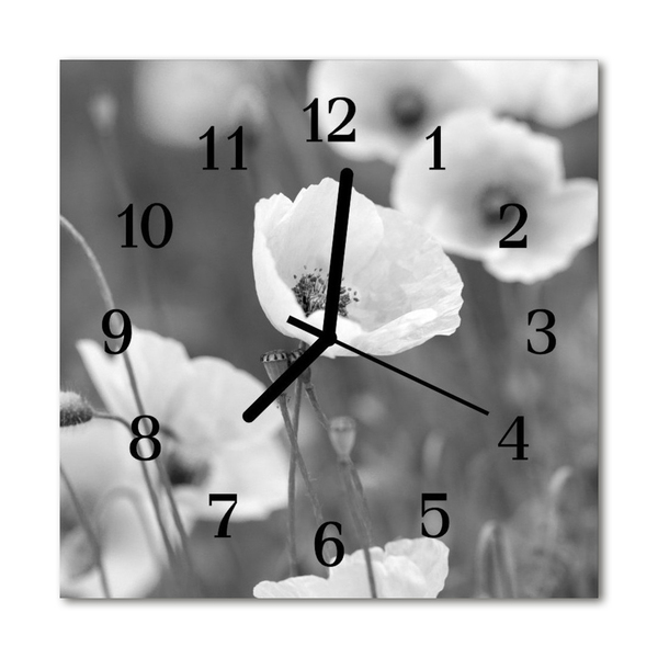 Reloj de vidrio para cocina Amapolas