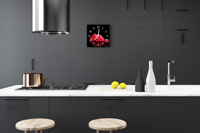 Reloj de vidrio para cocina Frambuesas