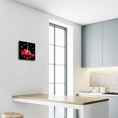 Reloj de vidrio para cocina Frambuesas