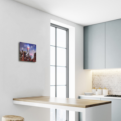 Reloj de vidrio para cocina Ciudad edificios