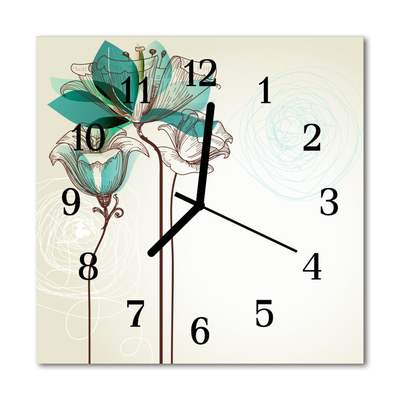 Reloj de vidrio para cocina Vintage flores