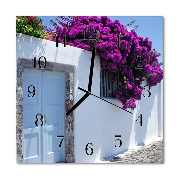 Reloj de vidrio para cocina Flores casa