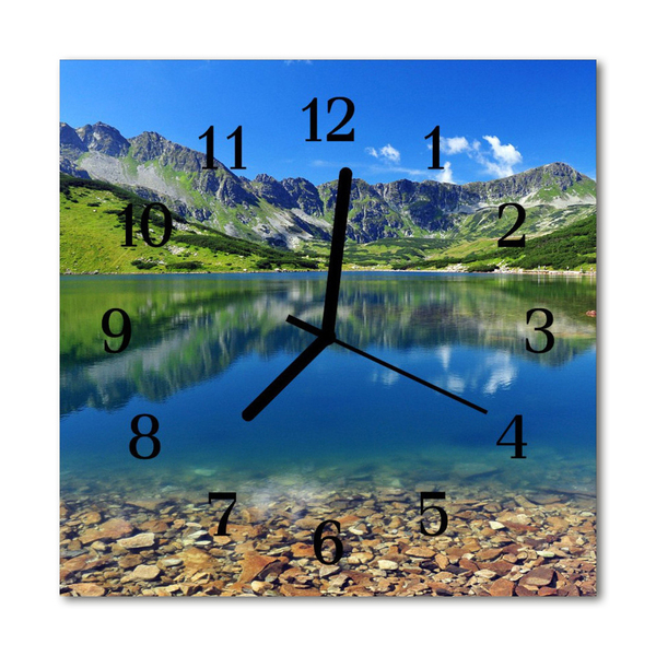 Reloj de vidrio para cocina Lago en el monte