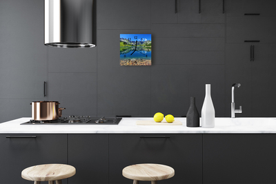 Reloj de vidrio para cocina Lago en el monte