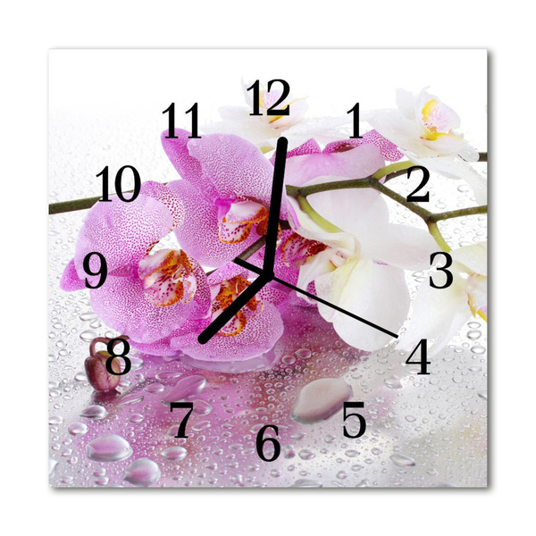 Reloj de vidrio para cocina Orquídea