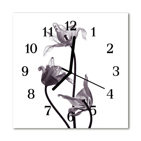Reloj de vidrio para cocina Flores