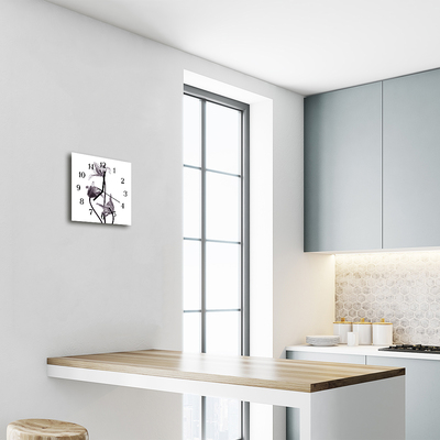 Reloj de vidrio para cocina Flores