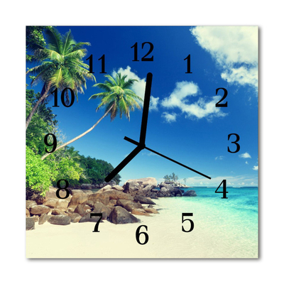 Reloj de vidrio Playa con palmeras